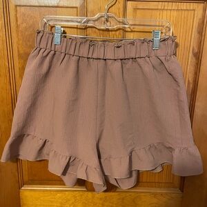 SHEIN High Waist Ruffled Brown Shorts